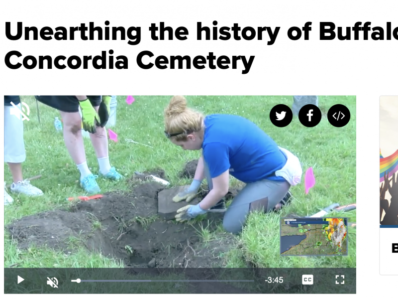 WKBW-TV Channel 7’s Katie Morse spent hours with our volunteers as we dug up some valuable pieces of history at Historic Concordia Cemetery.